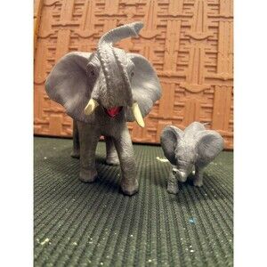 Vintage Safari Ltd Elephant & Calf Figurines 1994 Wildlife Toy Montessori Set